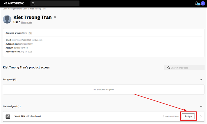 QUY TRÌNH QUẢN LÝ USER - ASSIGN LICENSE AUTODESK