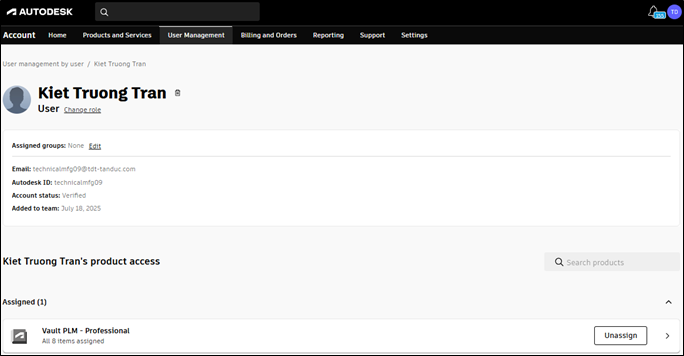 QUY TRÌNH QUẢN LÝ USER - ASSIGN LICENSE AUTODESK