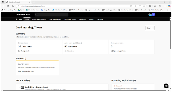 QUY TRÌNH QUẢN LÝ USER - ASSIGN LICENSE AUTODESK